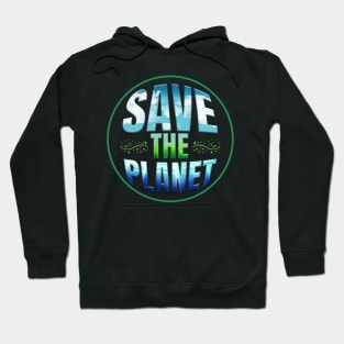 Logo Save The Planet With Clouds, Gras, Ocean For Earth Day Hoodie